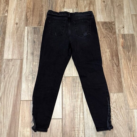 Free People About A Girl Black  Distressed High Rise Skinny Jeans - Picture 4 of 4